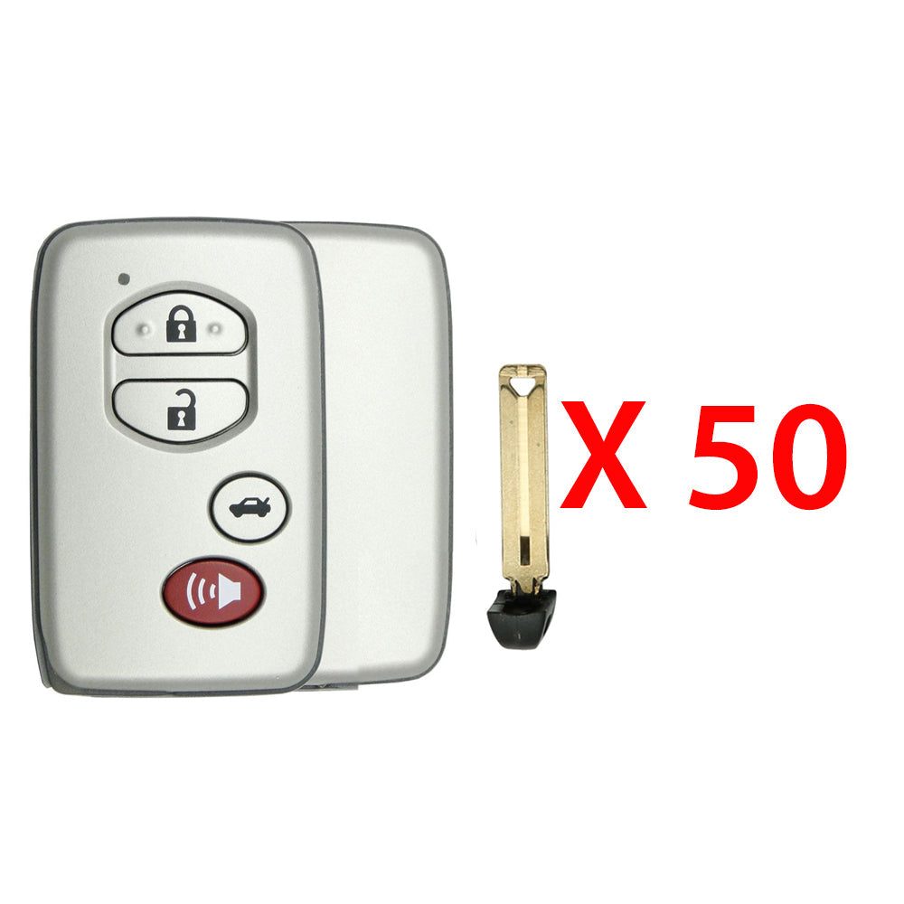 2007 - 2016 Toyota Smart Key Silver Shell 4B with FCC# HYQ14AAB/ HYQ14AEM/ HYQ14ACX (50 Pack)