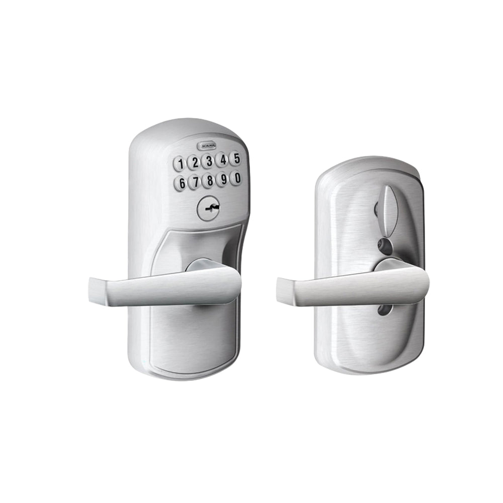 Schlage - FE595 Keypad Lever With Plymouth Trim And Elan Lever With Flex Lock - Grade 2 - Satin Chrome