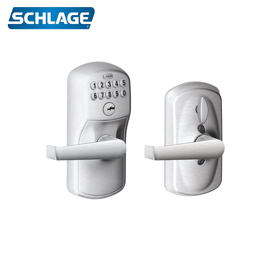 Schlage - FE595 Keypad Lever With Plymouth Trim And Elan Lever With Flex Lock - Grade 2 - Satin Chrome
