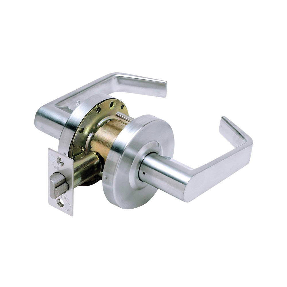 TELL LC2675 Cortland Lever (CLT) Standard Duty Cylindrical Leverset - Brushed Chrome (US26D) - 2-3/4" Backset Grade 2 Passage