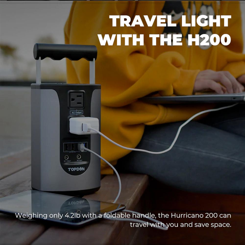 TOPDON HURRICANO 200 - Portable Lithium Power Station - 49800mAh, 185Wh