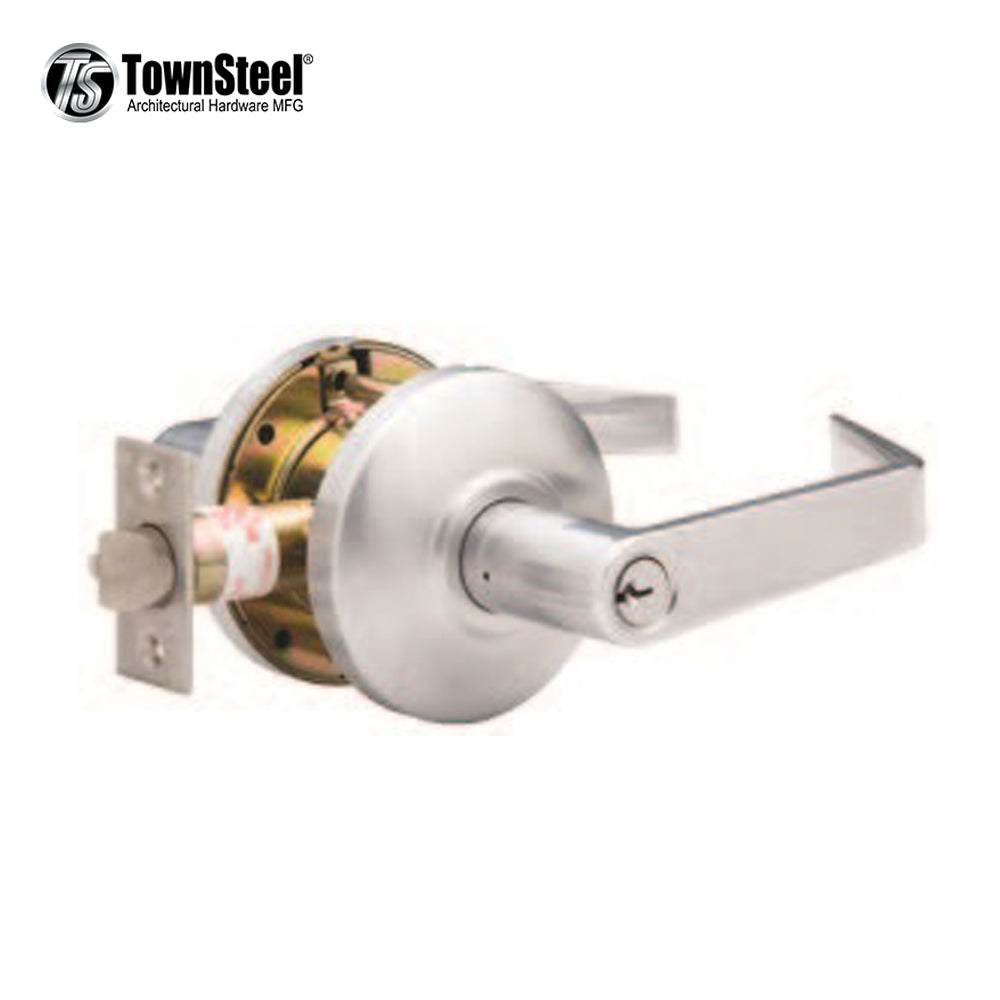 TownSteel - CSRC-86-S - Commercial Lever Set Handle - Clutch Lever Set - 2-3/4 Backset - Satin Chrome - Storeroom - Grade 2