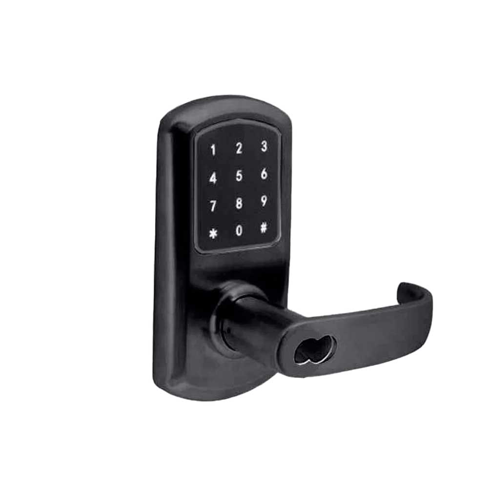 TownSteel - e-Elite 4000 Series - EE41T-SRH-622-SFIC - Electronic Push Button Lever Set - RFID - IC Core (SFIC) - 2-3/4" Backset - Rigid Lever Set - Flat Black - Key Override - Grade 1