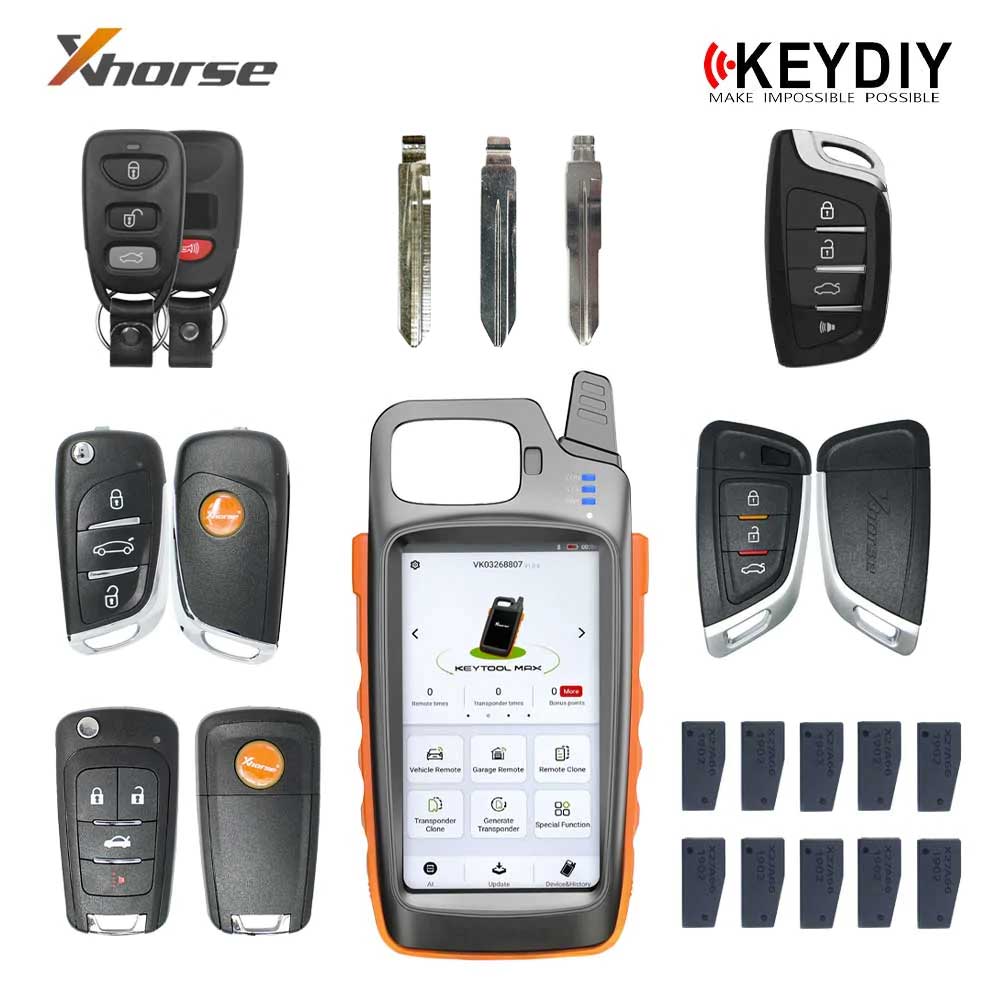 Xhorse VVDI Key Tool MAX and Universal Remote Key with Super Chips and Blades - Starter Pack