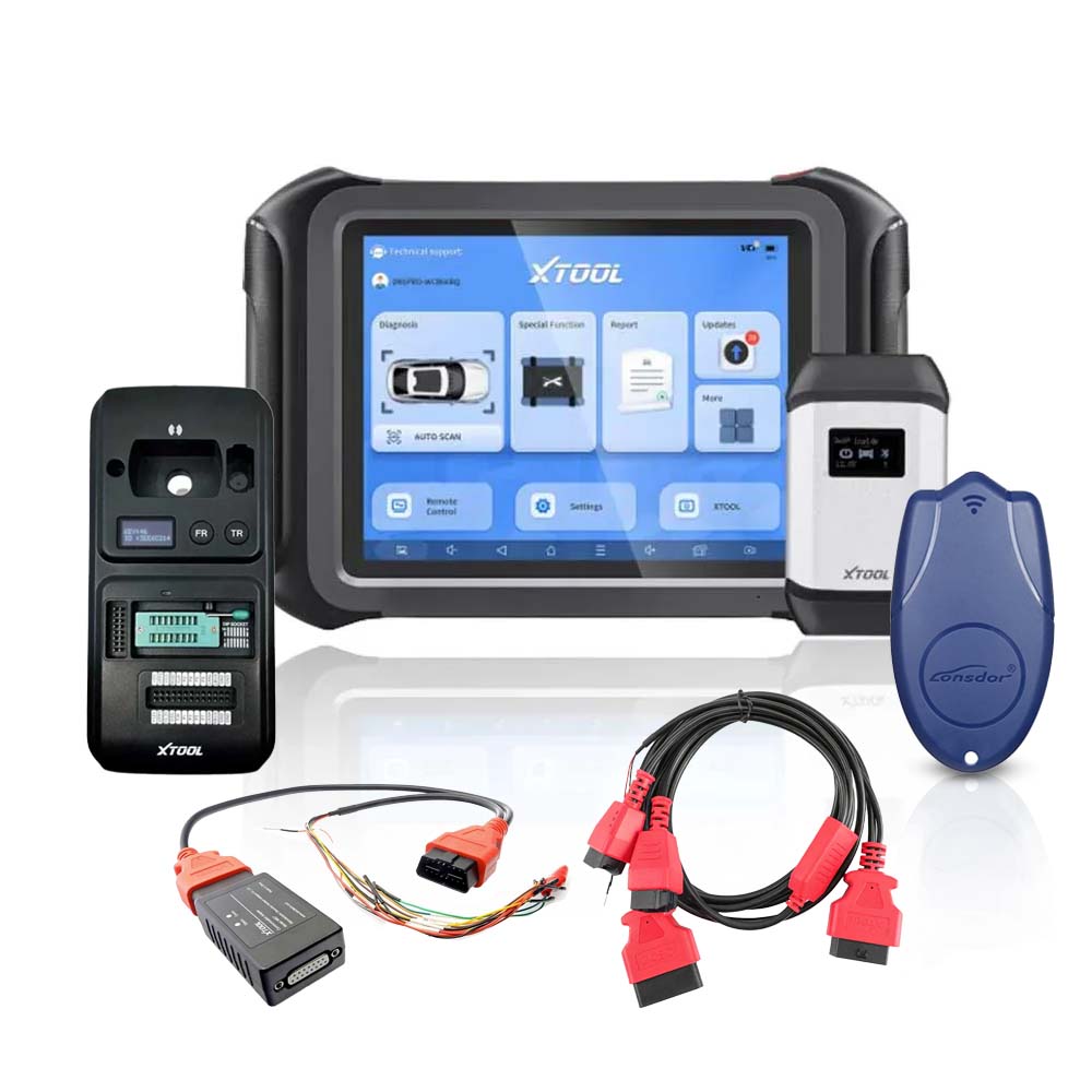 XTOOL - D9S PRO - Full System Diagnostic Tool with KC501 Key Chip Programmer and Lonsdor LKE 5-in-1 Smart Key Emulator and Adapters Kit