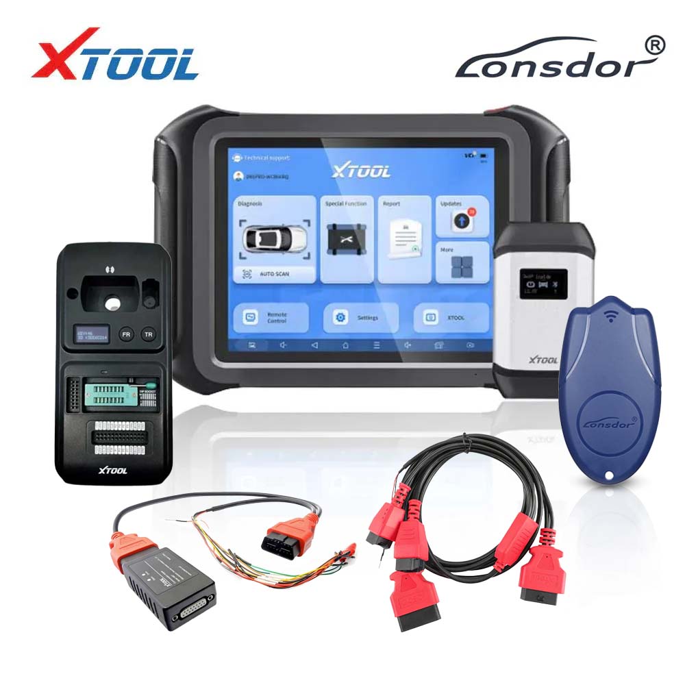 XTOOL - D9S PRO - Full System Diagnostic Tool with KC501 Key Chip Programmer and Lonsdor LKE 5-in-1 Smart Key Emulator and Adapters Kit