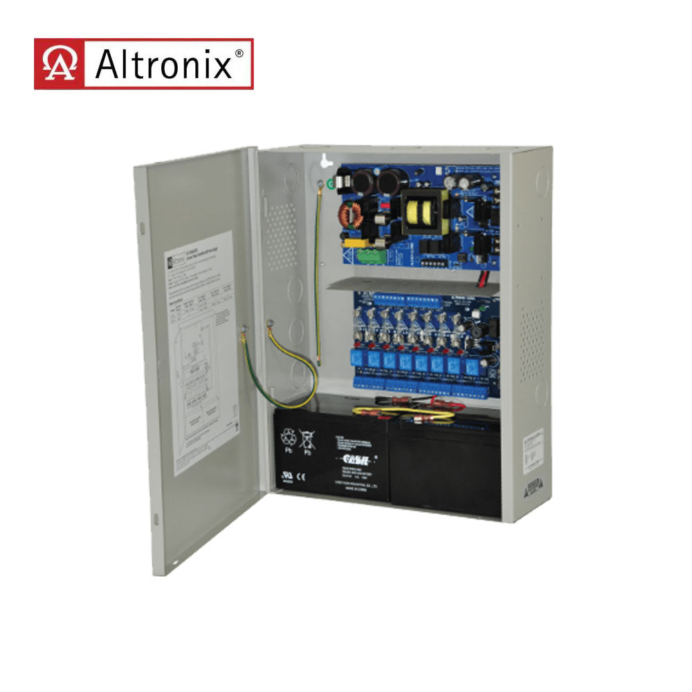 Altronix - AL1024ULACM - Power Supply or Access Power Controller - 115VAC 60Hz at 4.2A Input and 8 Fused Outputs with Grey Enclosure
