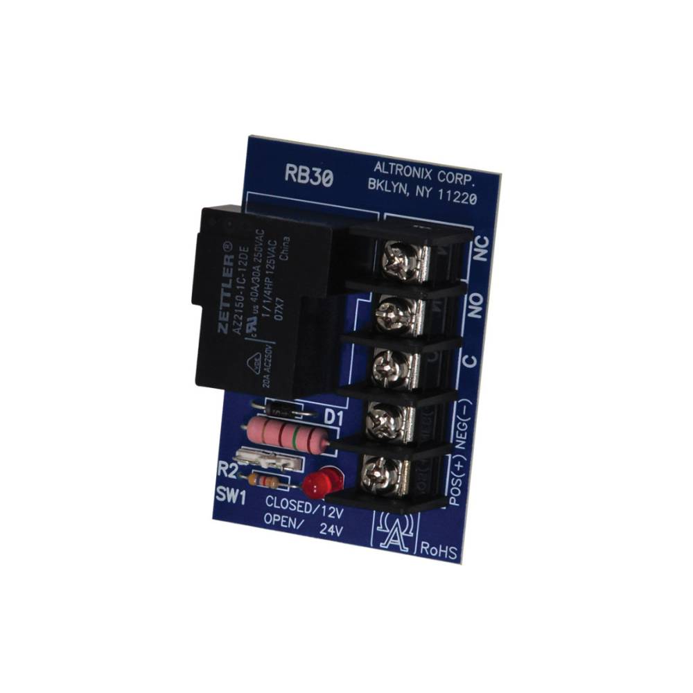 Altronix - RB30 - Relay Module - 12/24VDC Operation 95mA Current Draw