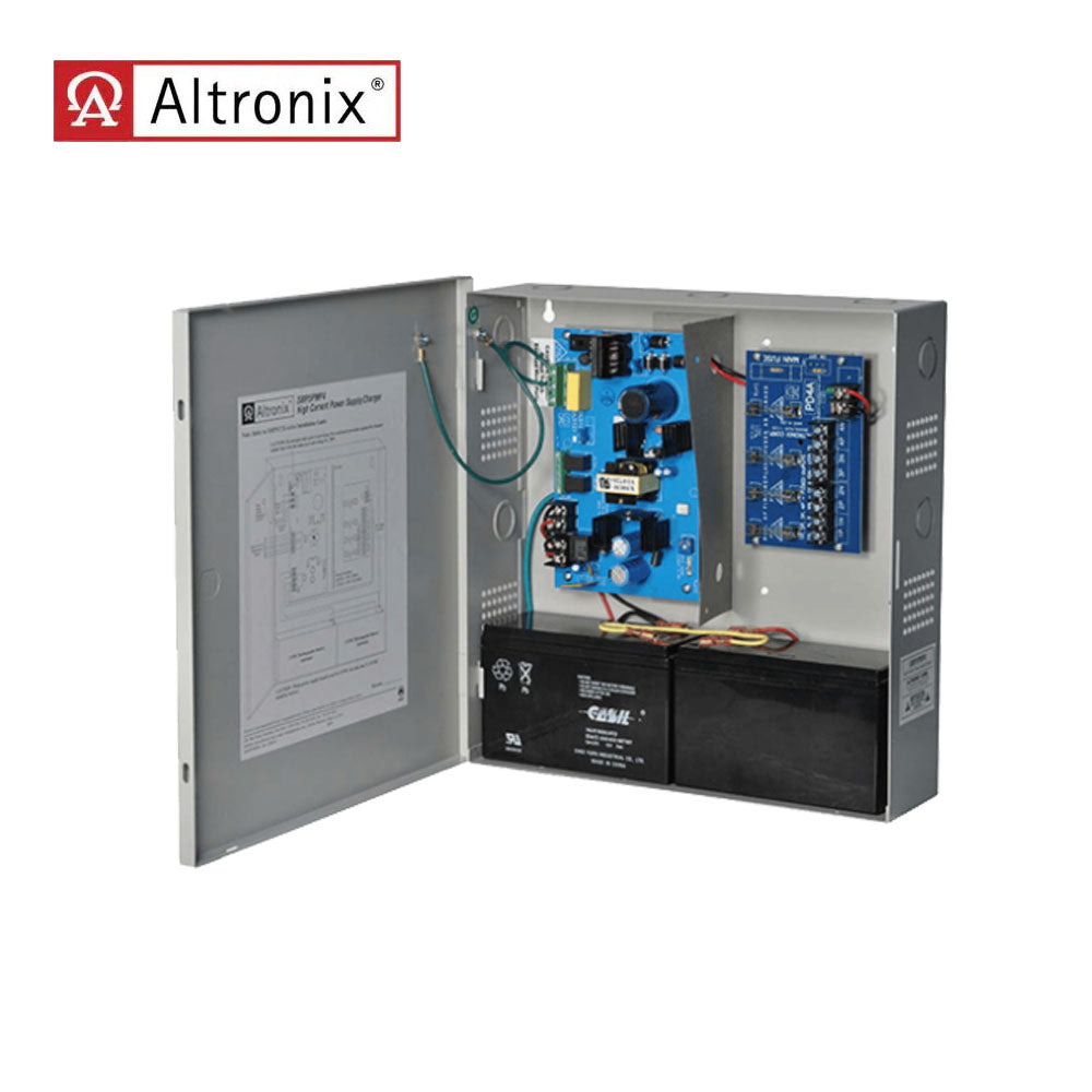 Altronix - SMP5PMP4 - Supervised Power Supply Charger with 4 Fuse Protected Outputs - 12 or 24VDC at 4A Output - 3.5A Max per Output - Grey Enclosure
