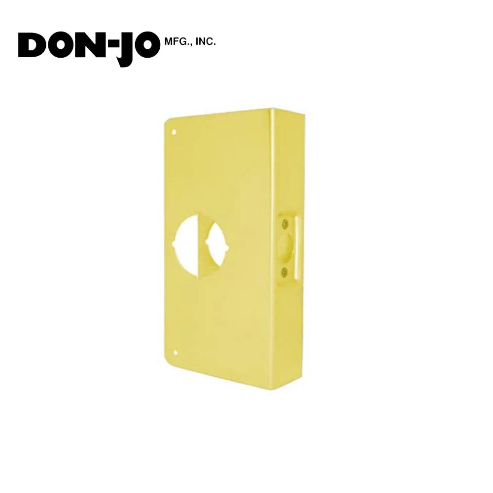 Don-Jo - 1-AB-CW - Wrap Around Plate 22 Gauge Steel 4-1/2" Height and 4" Width with 2-3/8" Backset - AB (Satin Brass Finish-609)