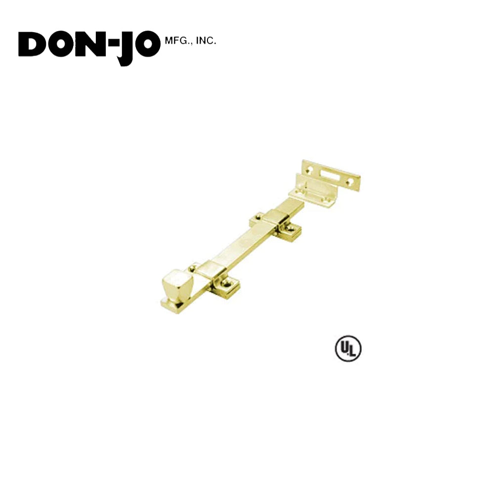 Don-Jo - 1580-605 - Surface Bolt Furnished with Rim and Mortise Strikes 8 Length - 605 (Bright Brass Finish)