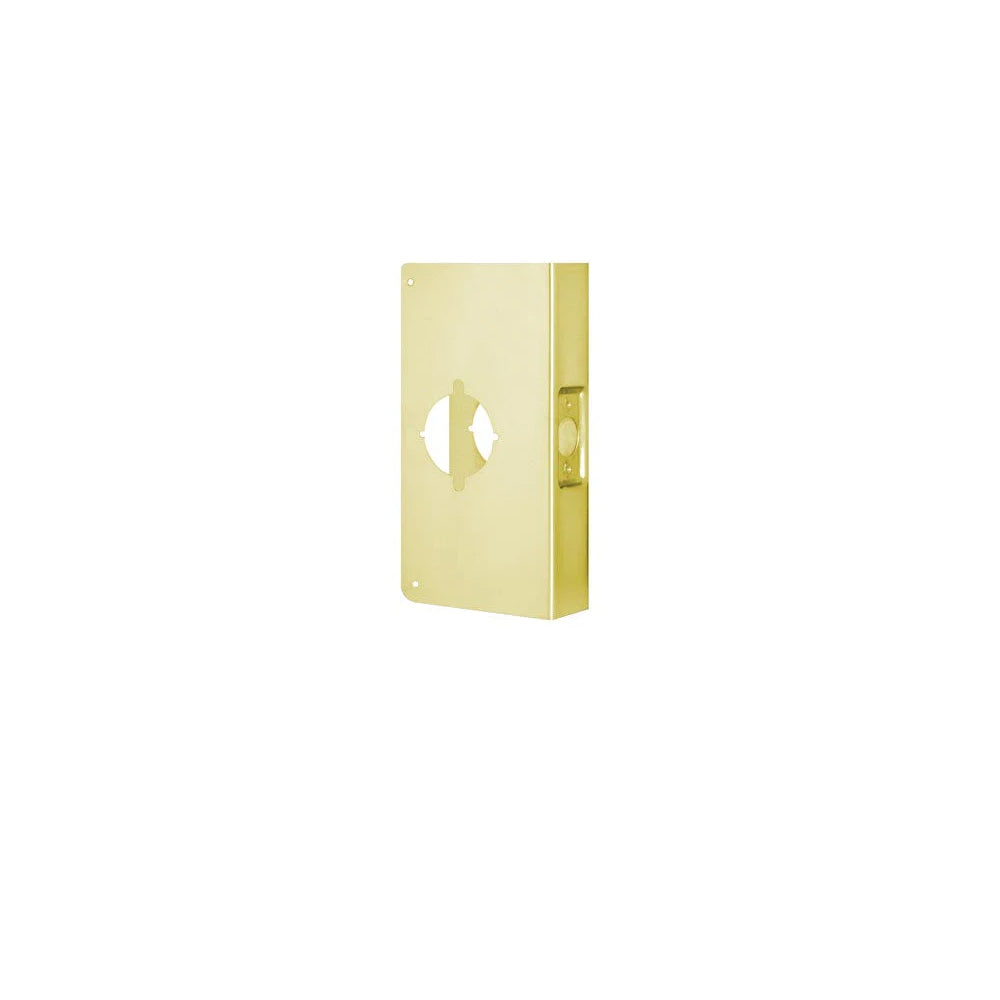 Don-Jo - 9K-PB-CW - Wrap Around Plate 22 Gauge Steel 4-3/4 Width and 9 Height with 2-1/8 Hole for Marks Cylindrical Lever Lock - 2-3/4 Backset - PB (Bright Brass Finish-605)