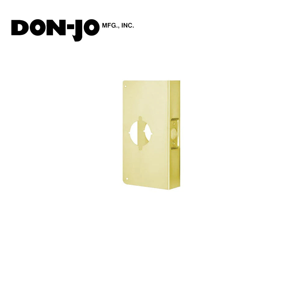 Don-Jo - 9K-PB-CW - Wrap Around Plate 22 Gauge Steel 4-3/4 Width and 9 Height with 2-1/8 Hole for Marks Cylindrical Lever Lock - 2-3/4 Backset - PB (Bright Brass Finish-605)
