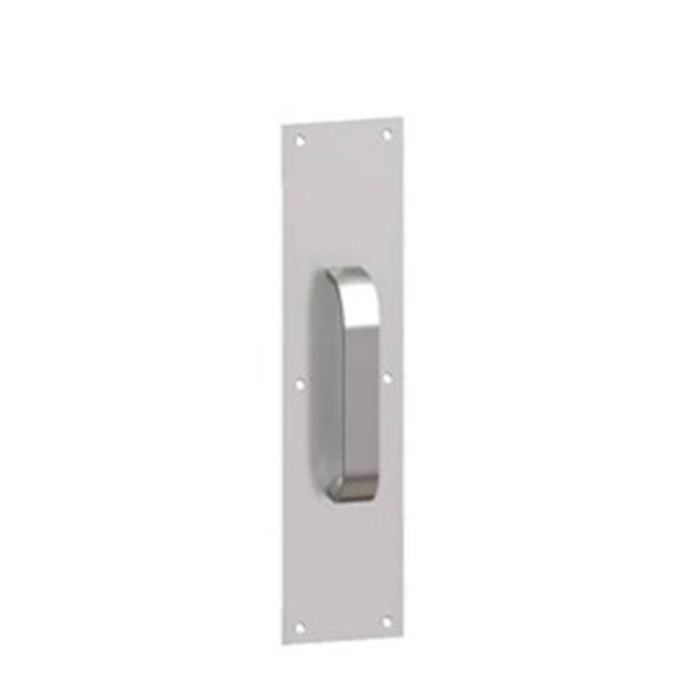 HAGER - 31G - Half Round Pull - Pull Plate with 8 CTC - Square Corner - Satin Stainless Steel