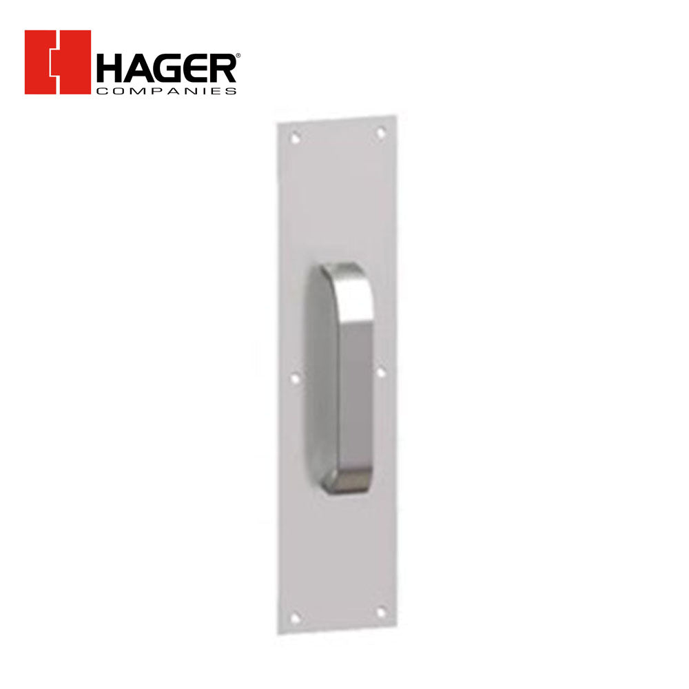 HAGER - 31G - Half Round Pull - Pull Plate with 8 CTC - Square Corner - Satin Stainless Steel