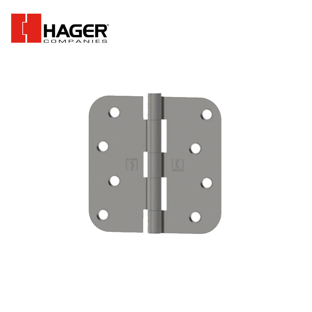 HAGER - RCBB1542 - Full Mortise Ball Bearing Residential Hinge - 5/8 Inch Round Corners - 4 Inch by 4 Inch - 5 Knuckle - Satin Stainless Steel-630