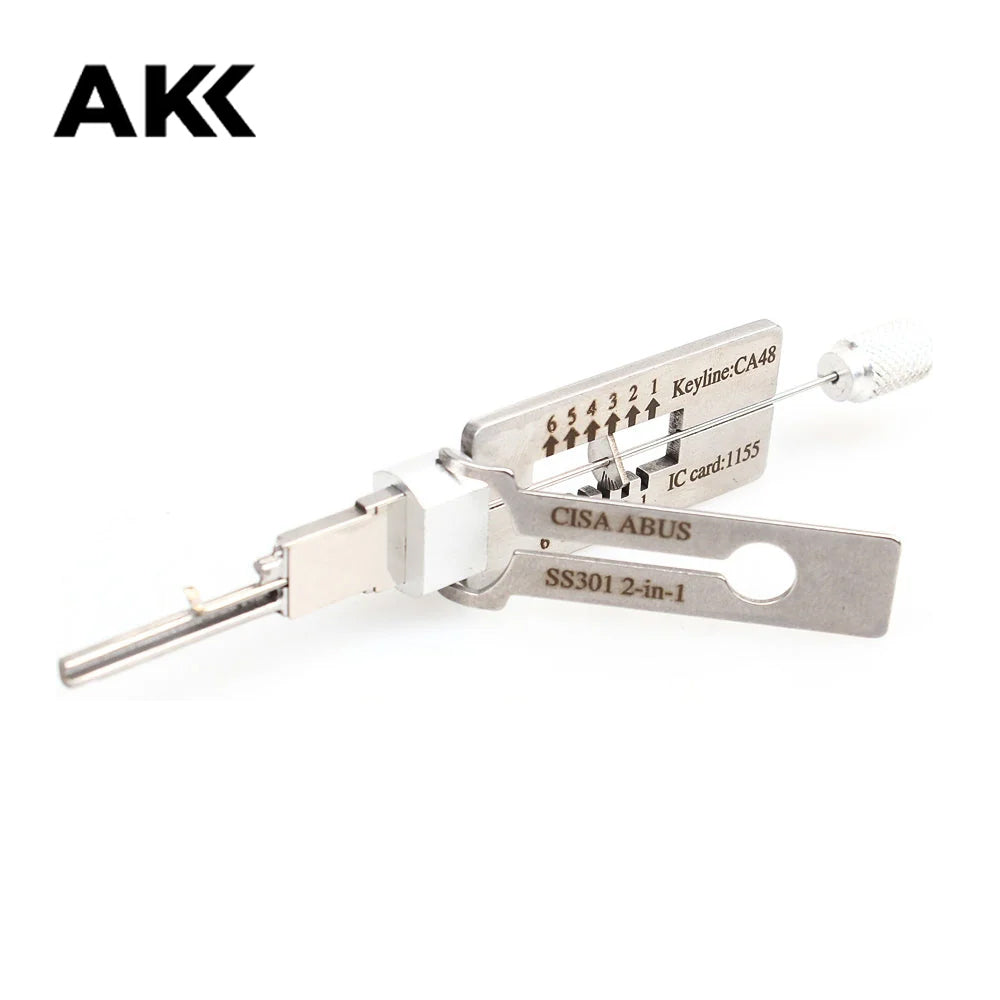 Genuine AKK Lishi CISA ABUS SS301 2-in-1 Pick and Decoder
