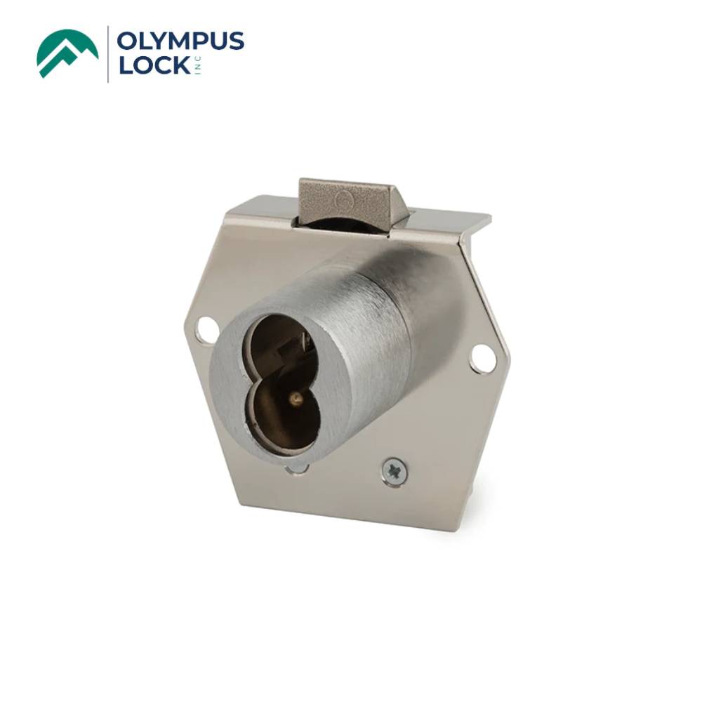 OLYMPUS LOCK - 725RL - Small Format (BEST) IC Core Rim Latch Door and Drawer Cabinet Lock - Optional Reverse Latch - Optional Cylinder Length - Optional Handed - US26D (Satin Chrome-626)