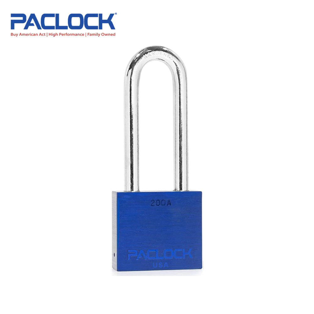 PACLOCK Heavy-Duty Aluminum Padlock with 3/4 Inch Shackle Spread and PR2 Keyway 200A Series - Hardened Steel Shackles