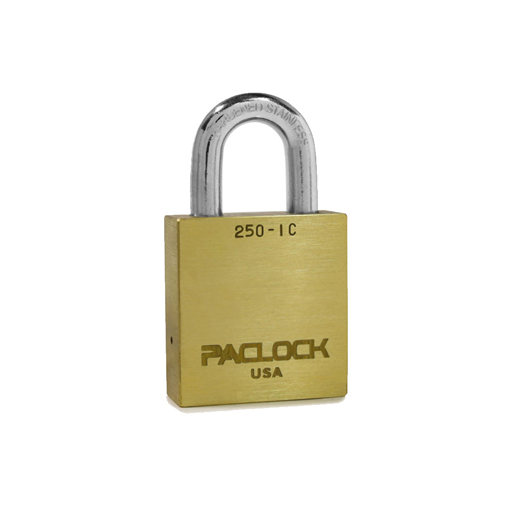 PACLOCK Heavy-Duty Brass Padlock with 3/4 Inch Shackle Spread 250-IC Series