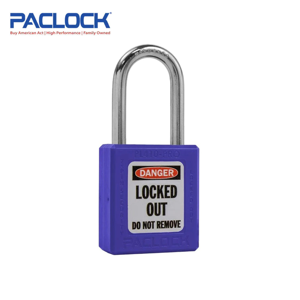 PACLOCK Thermoplastic 7-Pin Lock - Tag Out Padlock with Shackle Spread 3/4 Inch and Keyways PR2 PL410-PRO Series - 316 Stainless Steel Shackles