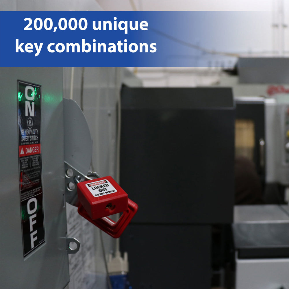 PACLOCK Thermoplastic 7-Pin Lock - Tag Out Padlock with Shackle Spread 3/4 Inch and Keyways PR2 PL410-PRO Series - 316 Stainless Steel Shackles