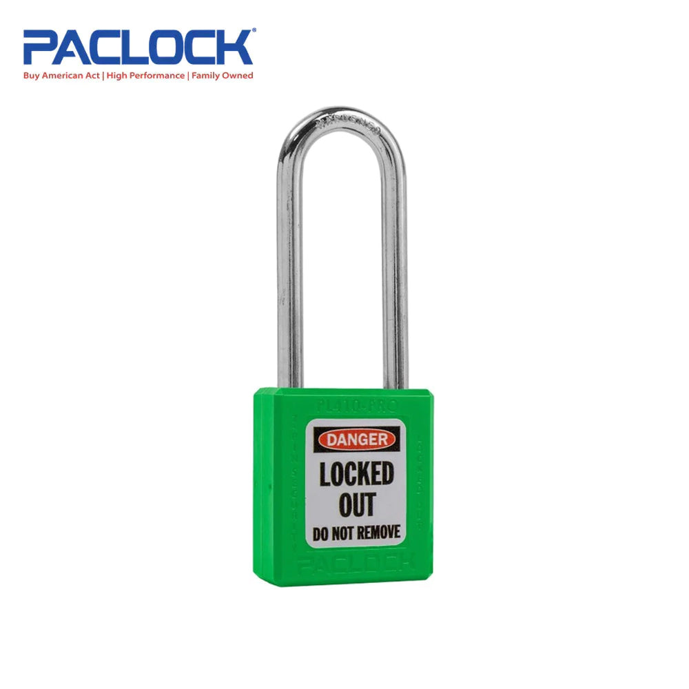 PACLOCK Thermoplastic 7-Pin Lock - Tag Out Padlock with Shackle Spread 3/4 Inch and Keyways PR2 PL410-PRO Series - 316 Stainless Steel Shackles