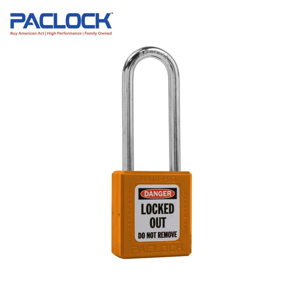 PACLOCK Thermoplastic 7-Pin Lock - Tag Out Padlock with Shackle Spread 3/4 Inch and Keyways PR2 PL410-PRO Series - 316 Stainless Steel Shackles