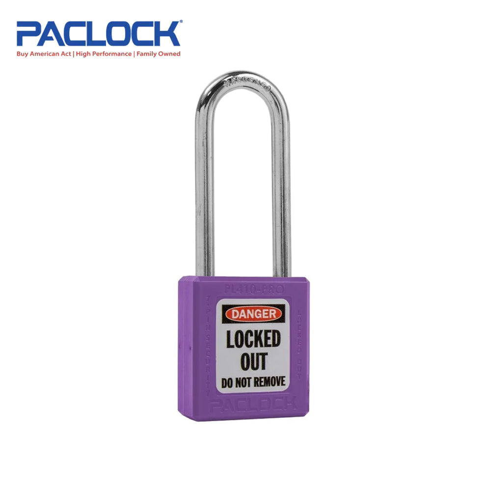 PACLOCK Thermoplastic 7-Pin Lock - Tag Out Padlock with Shackle Spread 3/4 Inch and Keyways PR2 PL410-PRO Series - 316 Stainless Steel Shackles