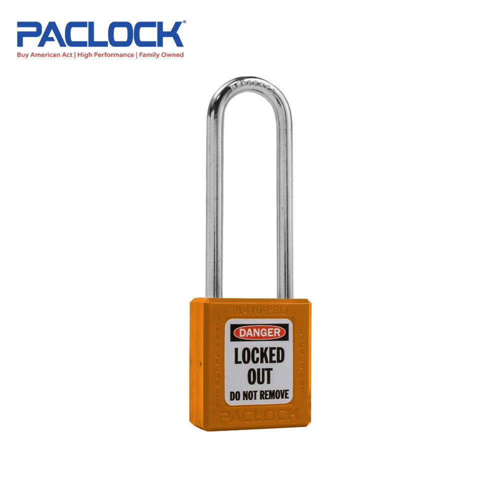 PACLOCK Thermoplastic 7-Pin Lock - Tag Out Padlock with Shackle Spread 3/4 Inch and Keyways PR2 PL410-PRO Series - 316 Stainless Steel Shackles