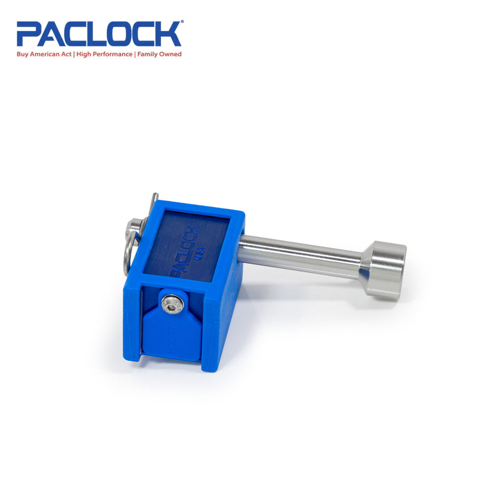PACLOCK Locking Hitch Pin - Aluminum - for 1-1/4 Inch Receivers with M1 Keyway TL80A-125 Series - 316 Stainless Steel Shackles