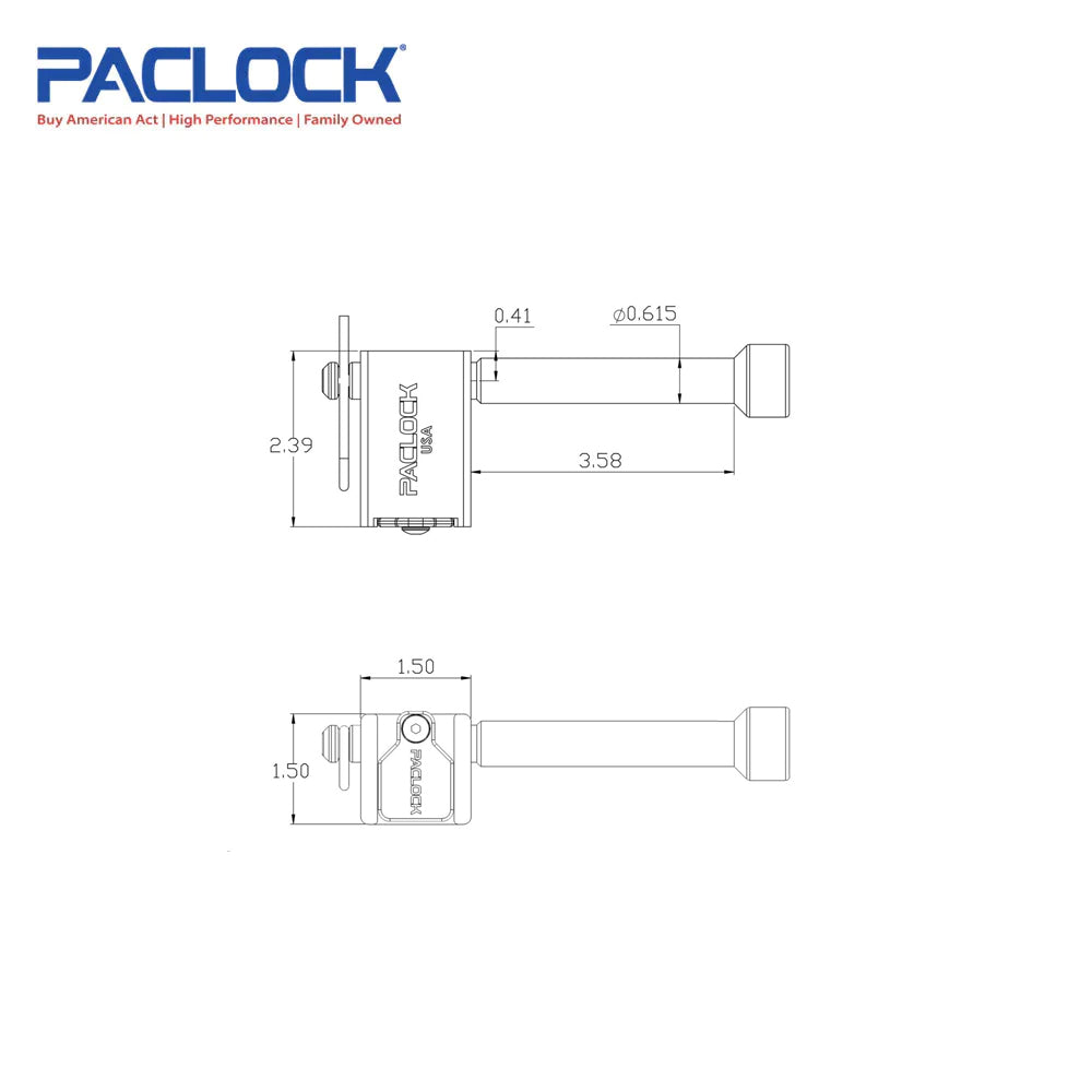 PACLOCK Locking Hitch Pin - Aluminum - for 2, 2.5 and 3 Inch Receivers with M1 Keyway TL80A-250 Series - 316 Stainless Steel Shackles