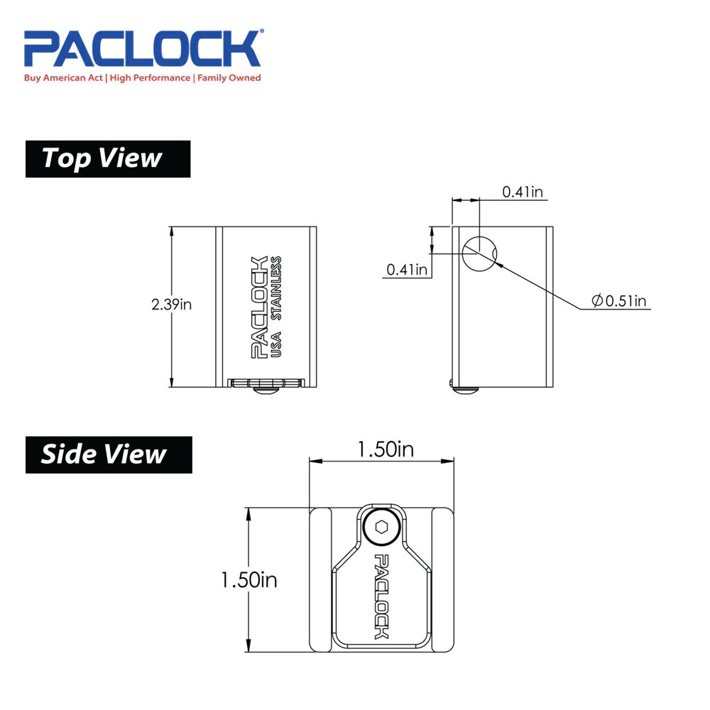 PACLOCK UCS-80S Series Stainless Steel Locking Hitch Pin Lock Body