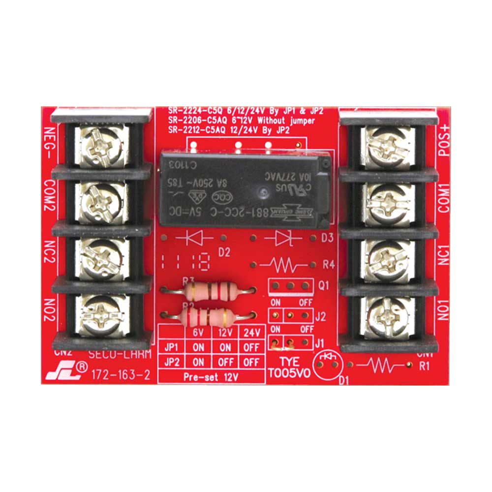SECO-LARM SR-2212-C5AQ Relay Modules - 12/24VDC Trigger Voltage, One 5A Form C DPDT Relay