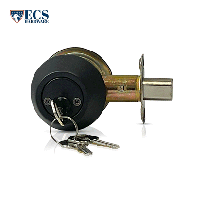 ECS HARDWARE - Durable Double Cylinder Deadbolt Lock - Matte Black - Grade 3 (SC1/KW1)