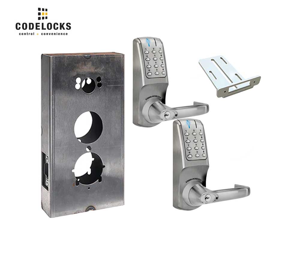 Codelocks CL5210 Electronic, Brushed Steel, Grade 2, Back to Back, Tubular Latchbolt Gate Box Kit