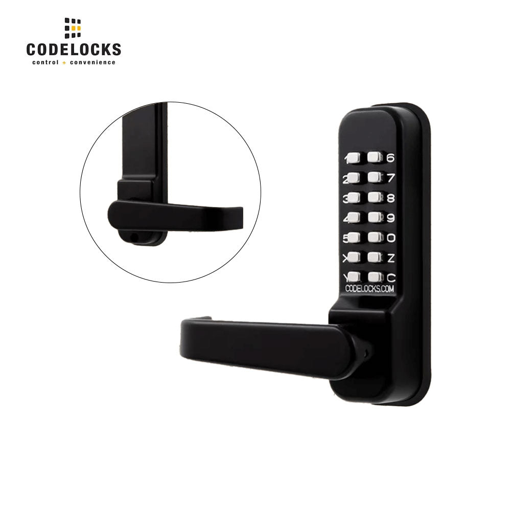Codelocks CL410 Mechanical, Medium Duty, Marine Grade Black, Optional Backset, Tubular Mortise Latchbolt with Passage Function