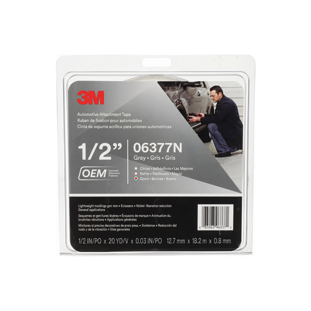 3M - 06377N - Automotive Attachment Tape - 1/2" x 20 Yds - Gray
