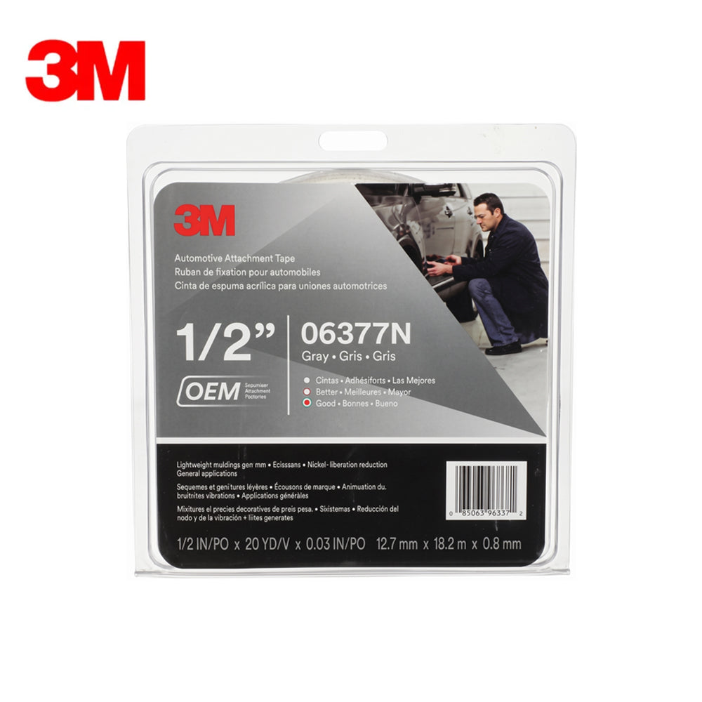 3M - 06377N - Automotive Attachment Tape - 1/2" x 20 Yds - Gray