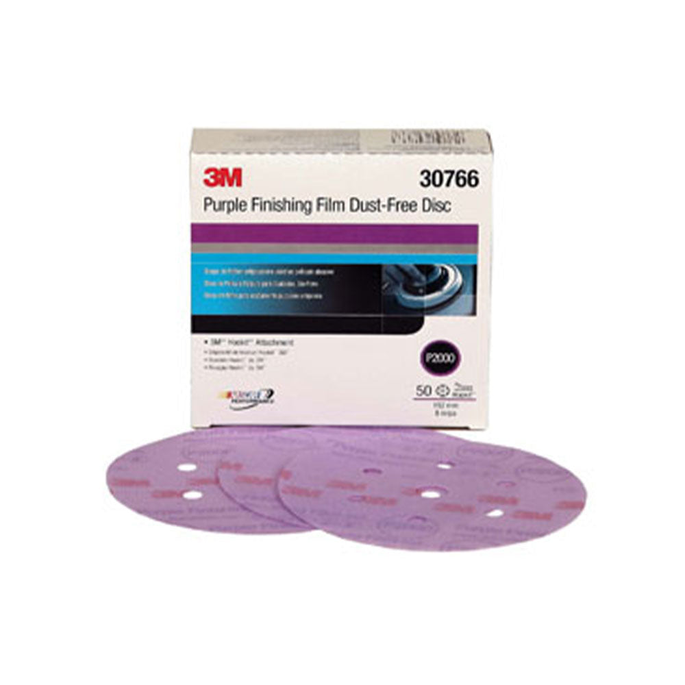 3M - 30766 - Hookit Purple Finishing Film Abrasive Disc 260L - Dust Free - 6 Inch - P2000 Grit - 50 Per Box