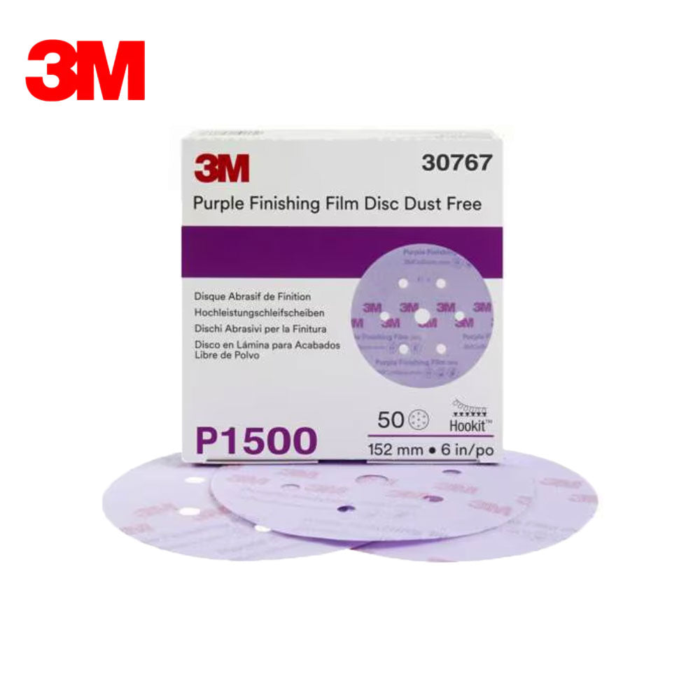 3M - 30767 - Hookit Purple Finishing Film Abrasive Disc 260L - Dust Free - 6 Inch - P1500 Grit - 50 Per Box