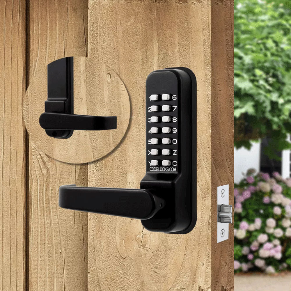 Codelocks CL410 Mechanical, Medium Duty, Marine Grade Black, Optional Backset, Tubular Mortise Latchbolt with Passage Function