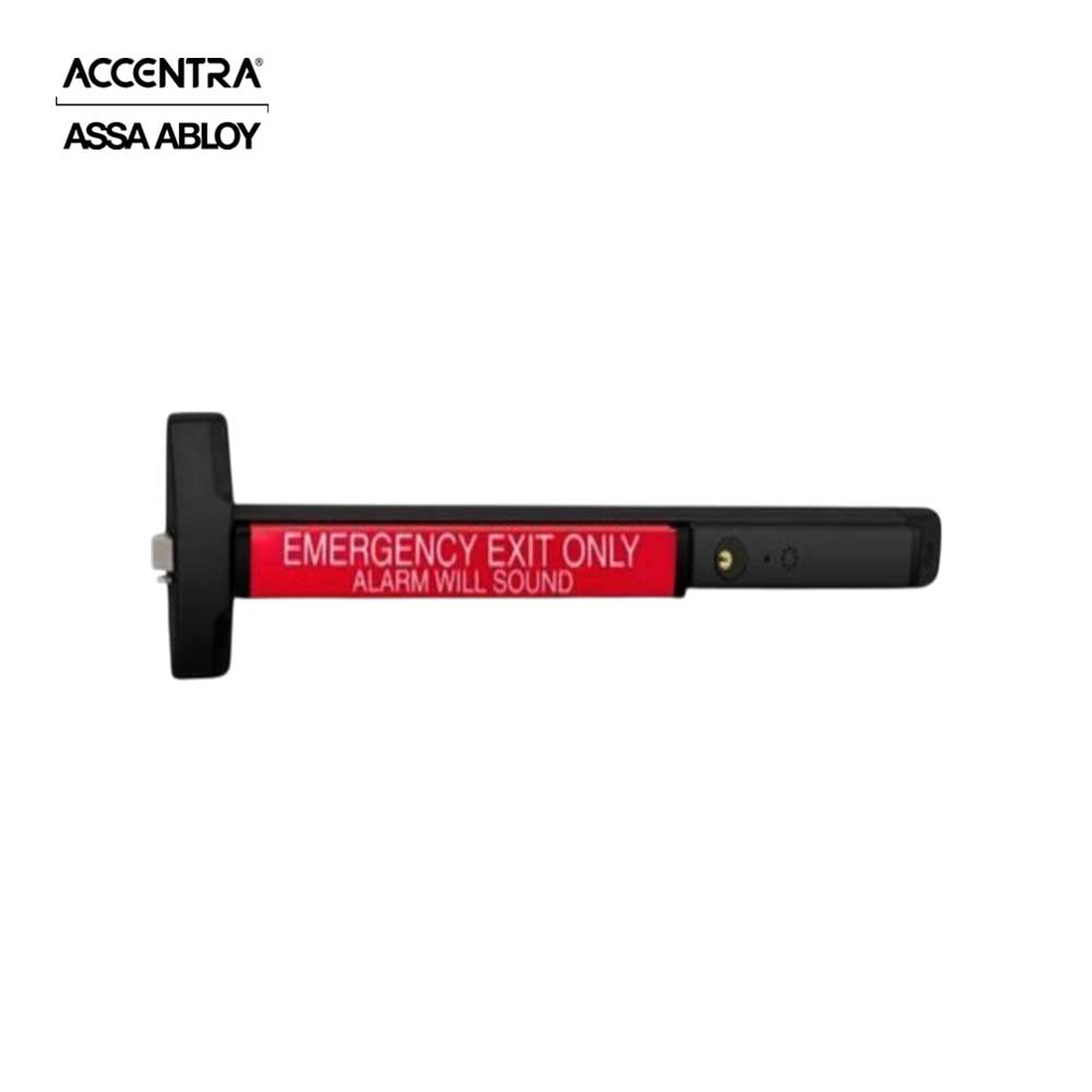 ACCENTRA - 6100ED - Alarm Pullman Exit Rim Device with Touchbar Monitor Switch and Narrow Stile Pushpad - 3 Foot - Grade 1 - Black Suede Powder