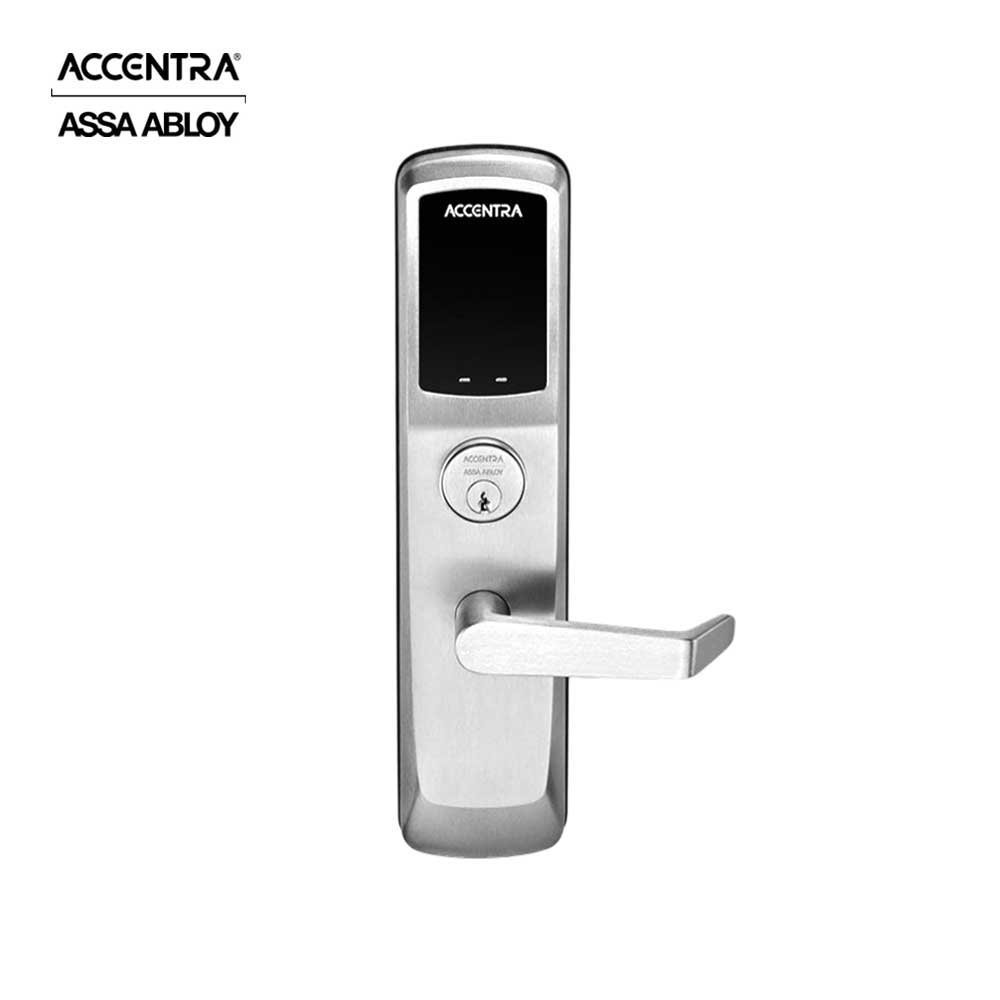 ACCENTRA - AU-NTT623-NR - NexTouch Generation 3 Rim Exit Device Trim with Capacitive Touchscreen Keypad and Conventional Cylinder - Cylinder Override - Augusta Lever - Grade 1 - US26D - Satin Chromium Plated (626)