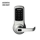 ACCENTRA - NexTouch - Pushbutton Keypad Cylindrical Lock - No Deadbolt with Cylinder Override - SFIC Prep, Less Core - Augusta Lever - 626 (Satin Chrome)