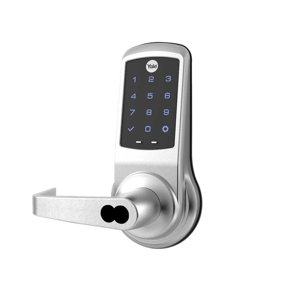 ACCENTRA - Nextouch - Cylindrical Locks with Keypad Trim with Augusta Lever and Stand Alone Capacitive Touchscreen - SFIC Prep Less Core - 2-3/4" Backset - Grade 1 - 626 (Satin Chrome)