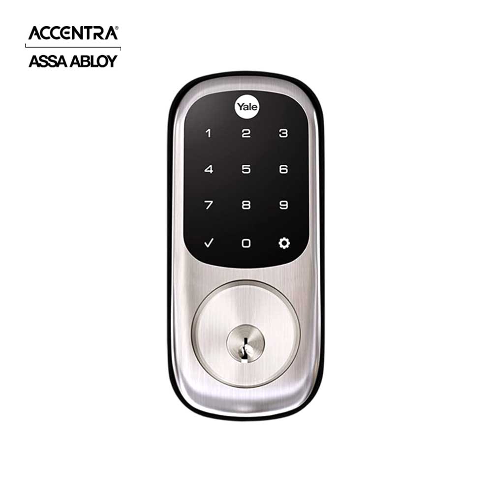 ACCENTRA - Assurance Electronic Deadbolt Touchscreen Lock with Single Cylinder and 2-3/8 Backset - Grade 2 - 619 (Satin Nickel Plated Clear Coated)