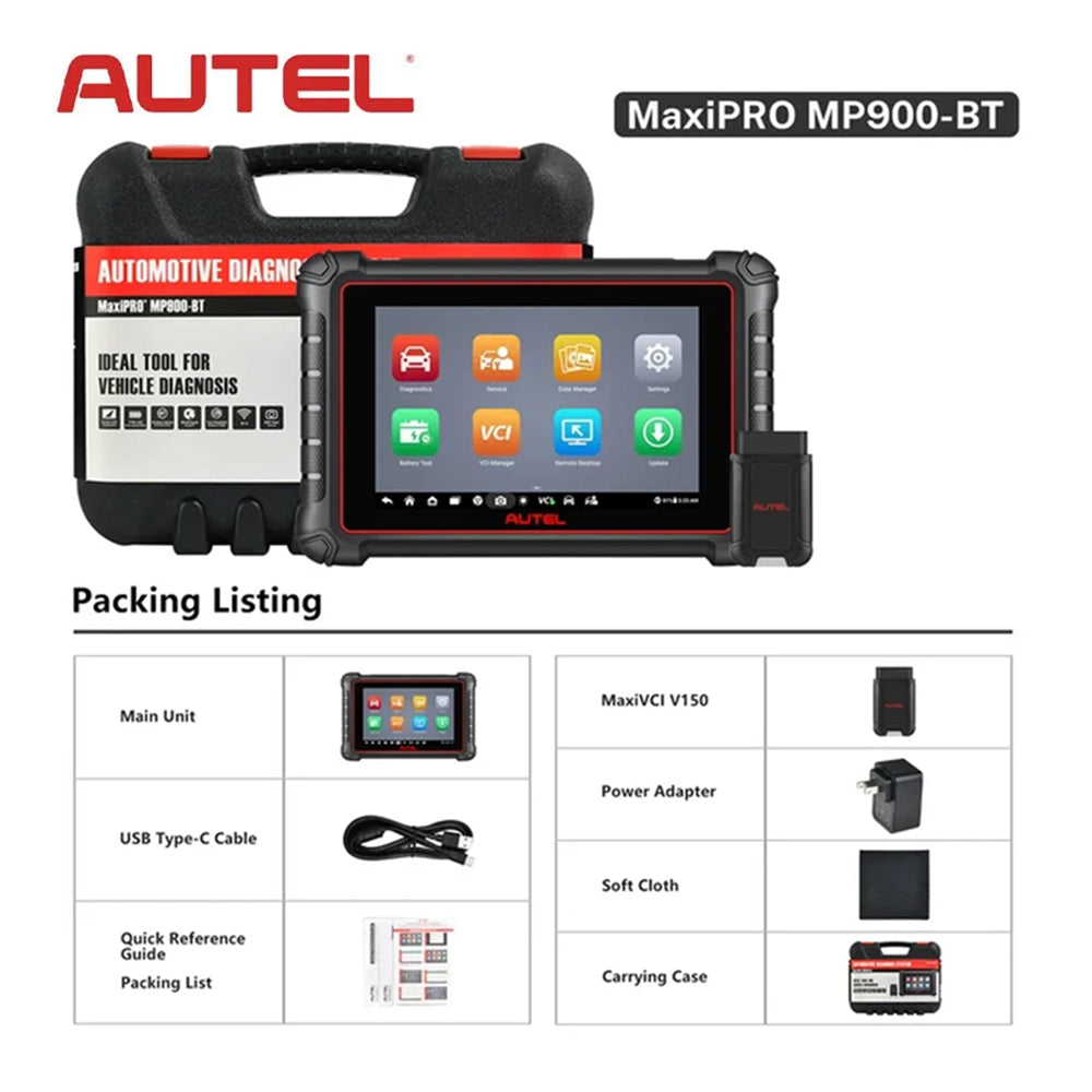 Autel MaxiPro MP900-BT Full System Diagnistic Tool KIT with Advanced ECU Coding, 40-Plus Services and DoIP/CAN FD
