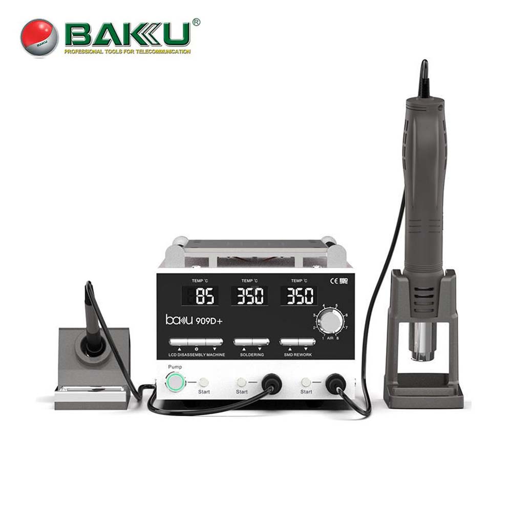 BAKU 909D+ 3-in-1 Soldering Station - Heat Gun, Soldering Iron and
