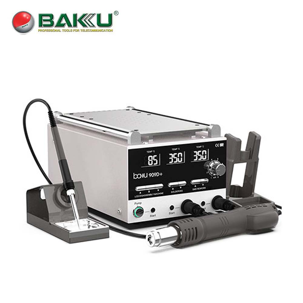 BAKU 909D+ 3-in-1 Soldering Station - Heat Gun, Soldering Iron and